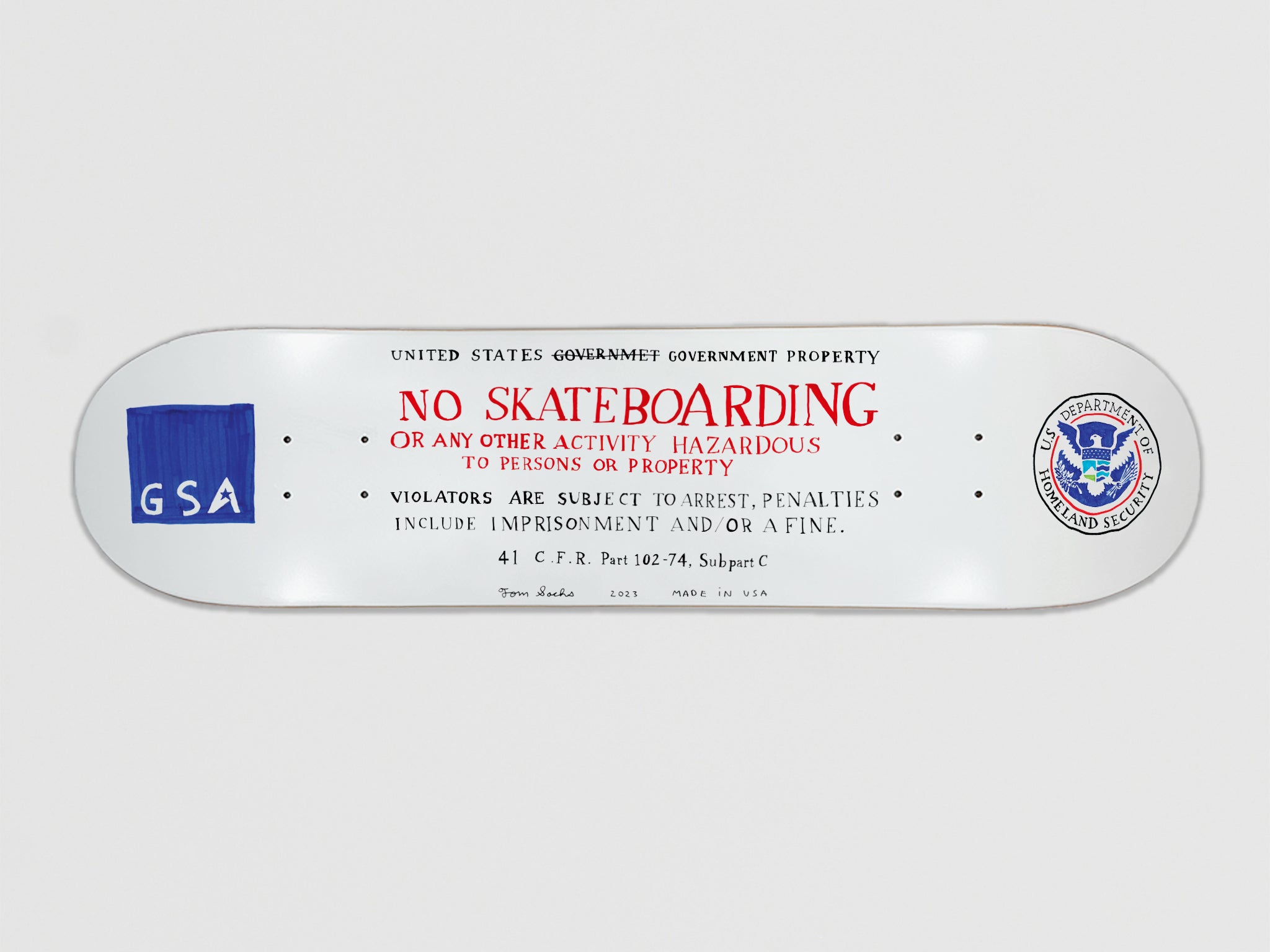 トムサックス No Skateboarding Skateboard Deck No Skateboarding Skateboard Deck – Tom Sachs Store